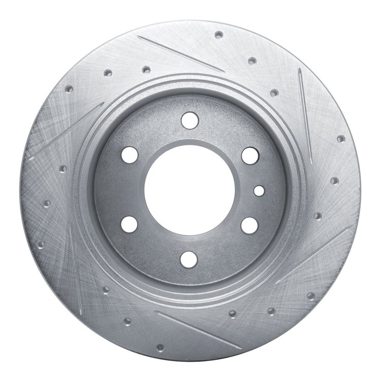 E-Line Drilled & Slotted Silver Brake Rotor, Fits Select Fits Multiple Makes/Models, Position: Rear Left