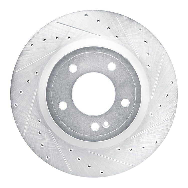E-Line Drilled & Slotted Silver Brake Rotor, Fits Select Mercedes-Benz, Position: Rear Right