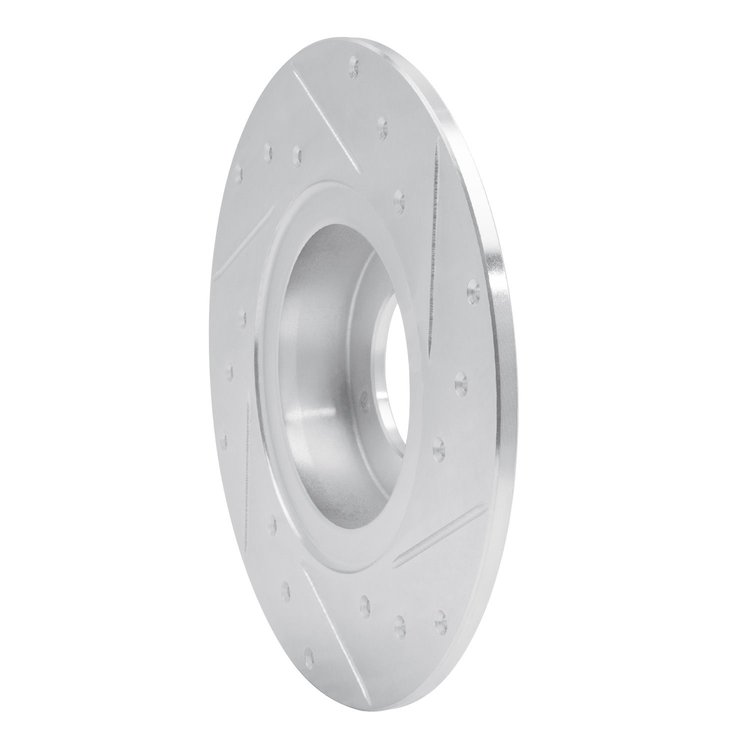 E-Line Drilled & Slotted Silver Brake Rotor, 1962-1980 MG, Position: Front Left