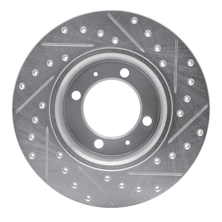 E-Line Drilled & Slotted Silver Brake Rotor, 1981-1987 GM, Position: Front Left