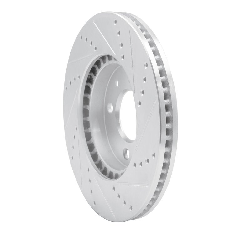 E-Line Drilled & Slotted Silver Brake Rotor, 1988-1998 GM, Position: Front Left