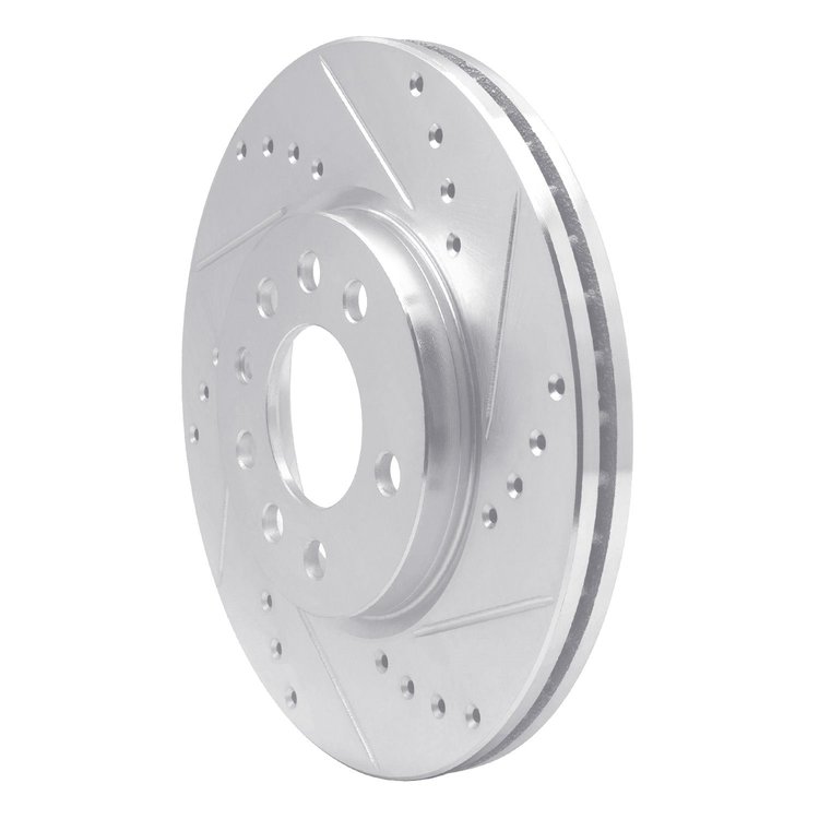 E-Line Drilled & Slotted Silver Brake Rotor, 1994-1996 GM, Position: Front Right