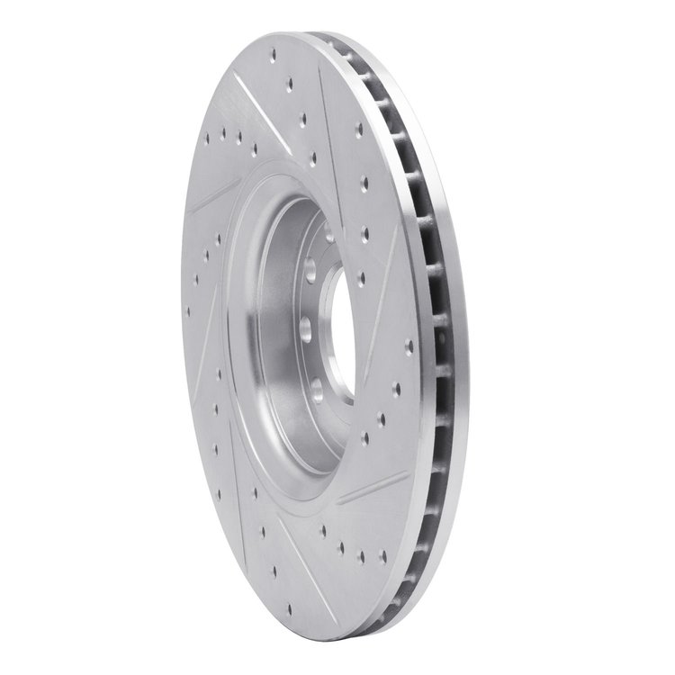 E-Line Drilled & Slotted Silver Brake Rotor, 1999-2010 GM, Position: Front Left