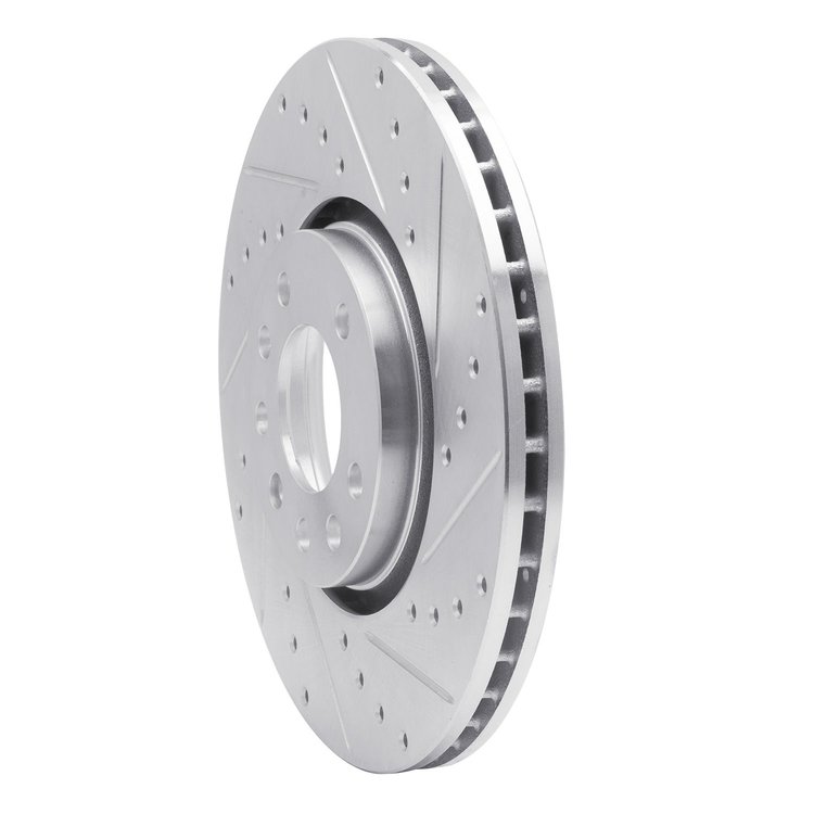 E-Line Drilled & Slotted Silver Brake Rotor, 1999-2010 GM, Position: Front Right