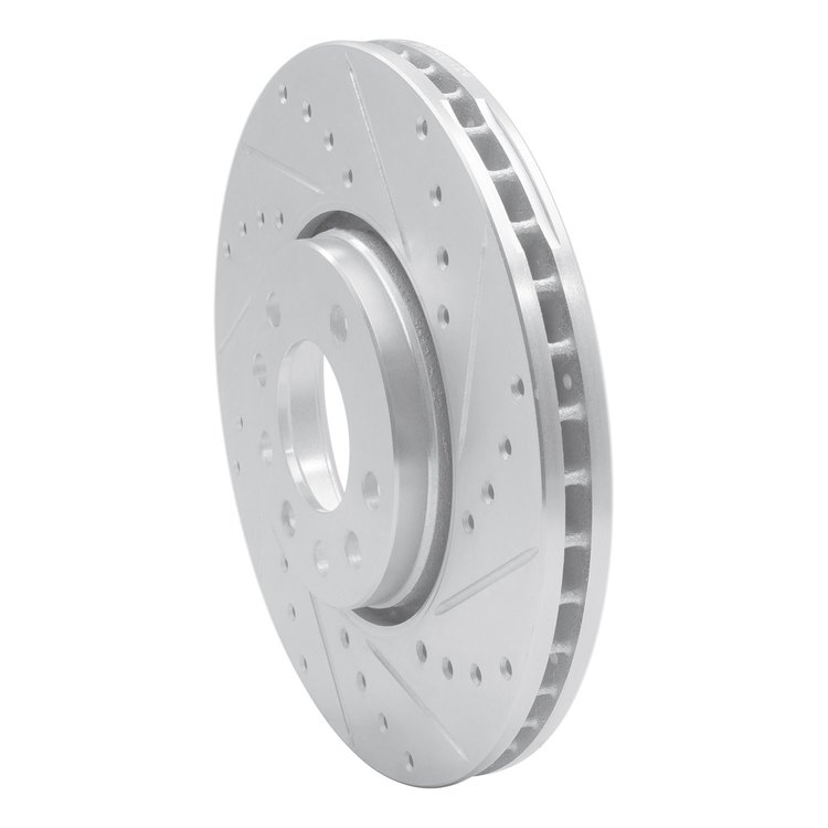 E-Line Drilled & Slotted Silver Brake Rotor, 2003-2011 GM, Position: Front Right