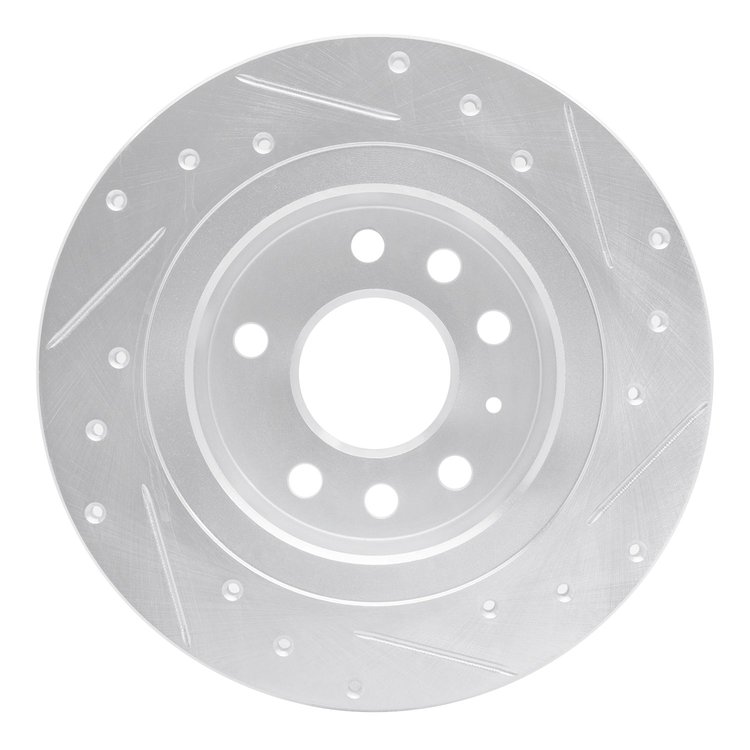 E-Line Drilled & Slotted Silver Brake Rotor, 2003-2011 GM, Position: Rear Left