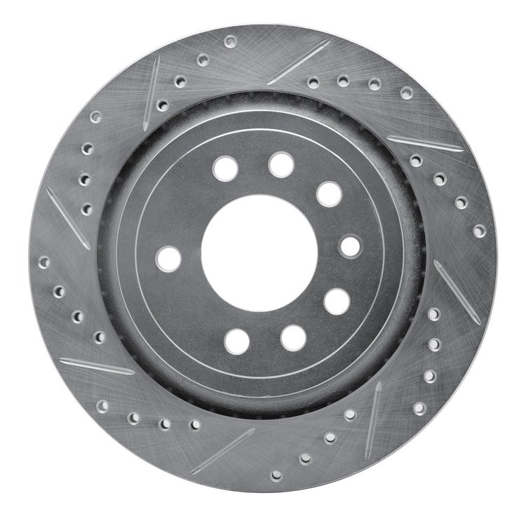 E-Line Drilled & Slotted Silver Brake Rotor, 2008-2011 GM, Position: Rear Left