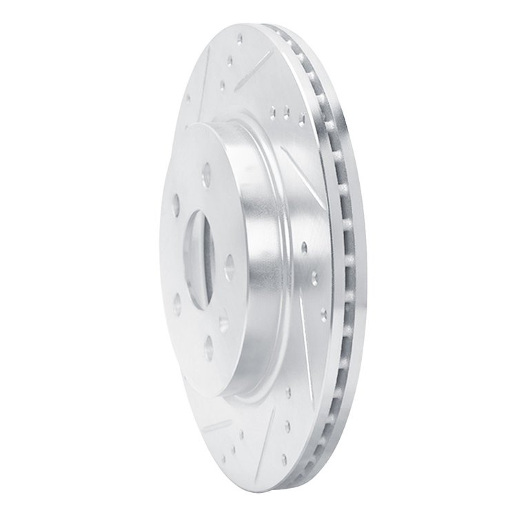 E-Line Drilled & Slotted Silver Brake Rotor, Fits Select GM, Position: Rear Left