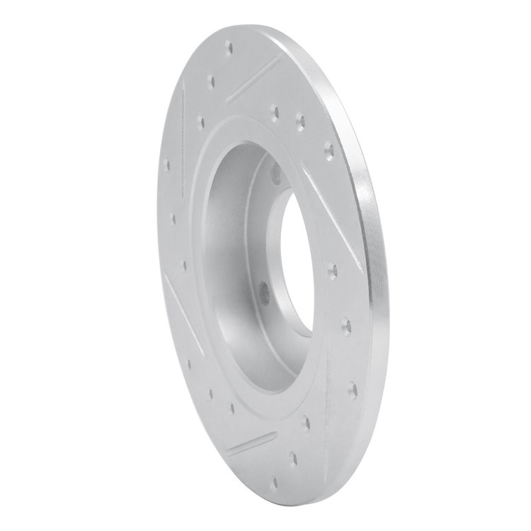 E-Line Drilled & Slotted Silver Brake Rotor, 1974-1975 Infiniti/Nissan, Position: Front Right
