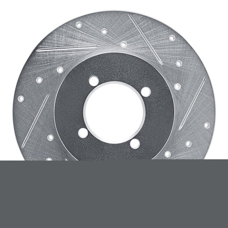 E-Line Drilled & Slotted Silver Brake Rotor, 1977-1980 Infiniti/Nissan, Position: Front Right