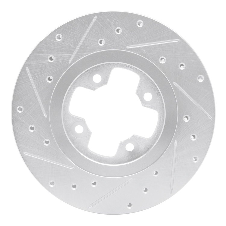 E-Line Drilled & Slotted Silver Brake Rotor, 1981-1988 Infiniti/Nissan, Position: Front Right