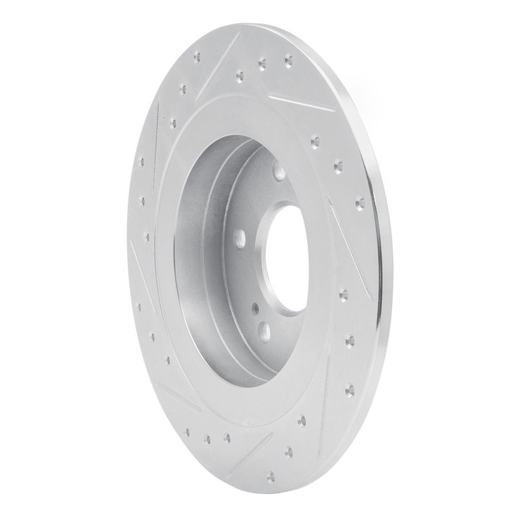E-Line Drilled & Slotted Silver Brake Rotor, 1984-1988 Infiniti/Nissan, Position: Rear Right