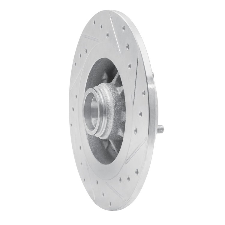 E-Line Drilled & Slotted Silver Brake Rotor, 1984-1987 Infiniti/Nissan, Position: Rear Left