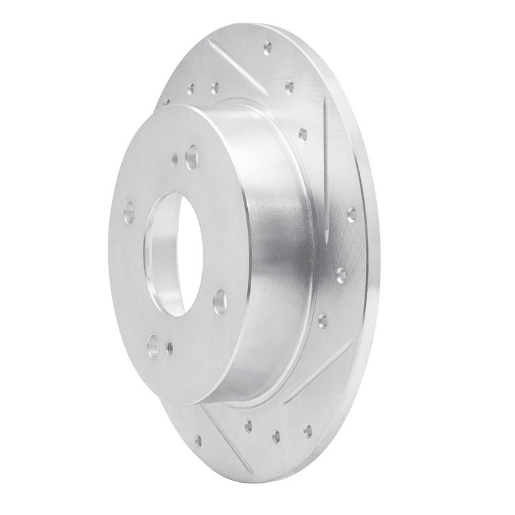 E-Line Drilled & Slotted Silver Brake Rotor, 1989-1998 Infiniti/Nissan, Position: Rear Right