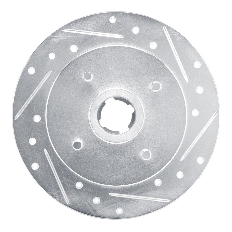 E-Line Drilled & Slotted Silver Brake Rotor, 1988-1988 Infiniti/Nissan, Position: Rear Right