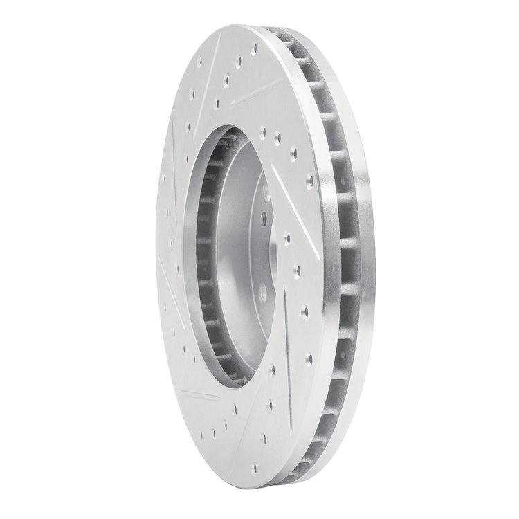 E-Line Drilled & Slotted Silver Brake Rotor, 1989-1996 Infiniti/Nissan, Position: Front Right