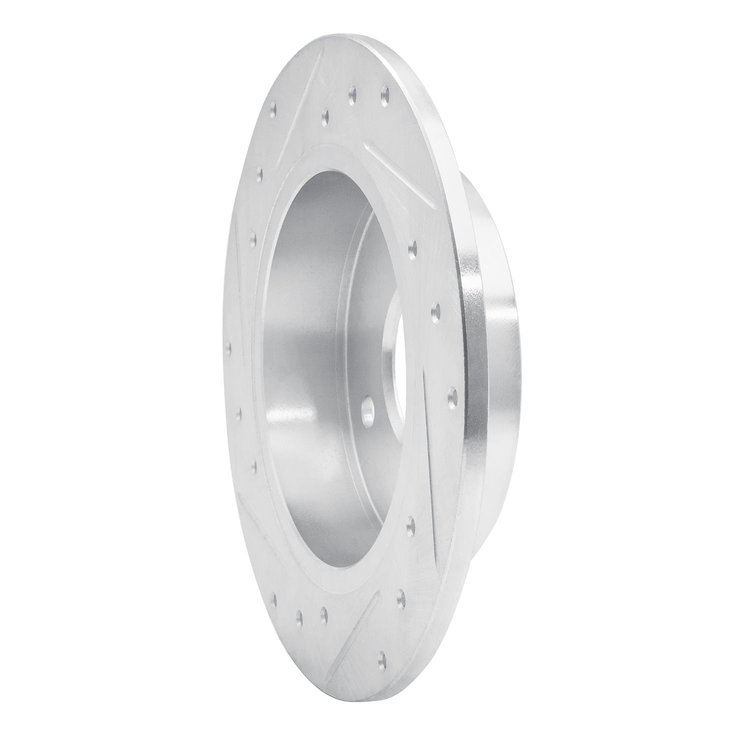 E-Line Drilled & Slotted Silver Brake Rotor, 1990-2006 Infiniti/Nissan, Position: Rear Right