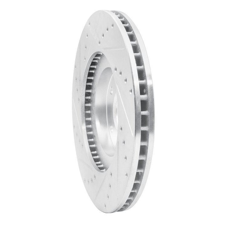 E-Line Drilled & Slotted Silver Brake Rotor, 2003-2005 Infiniti/Nissan, Position: Front Right