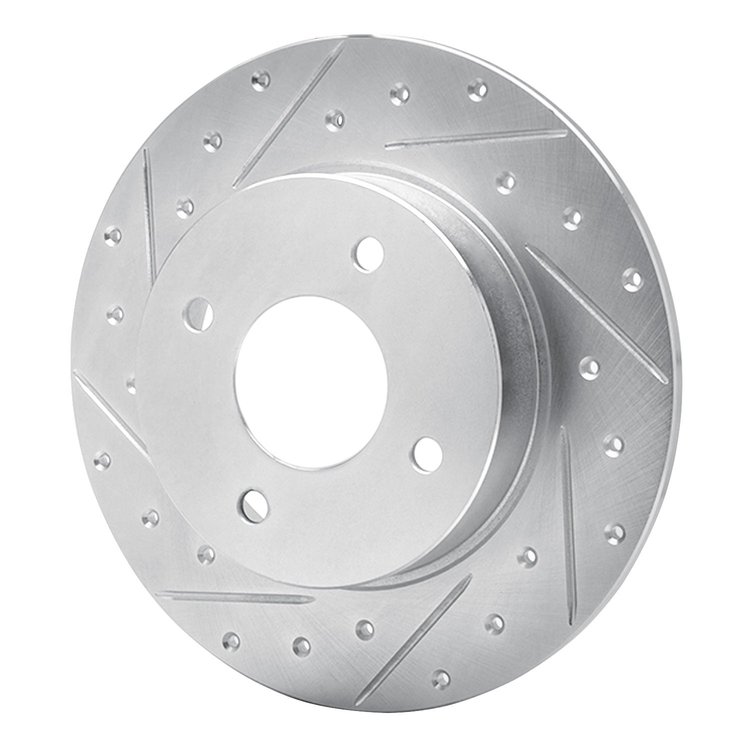 E-Line Drilled & Slotted Silver Brake Rotor, 2004-2006 Infiniti/Nissan, Position: Rear Left