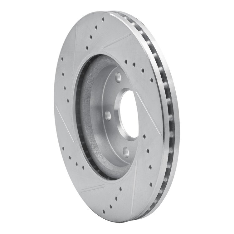 E-Line Drilled & Slotted Silver Brake Rotor, Fits Select Infiniti/Nissan, Position: Front Right