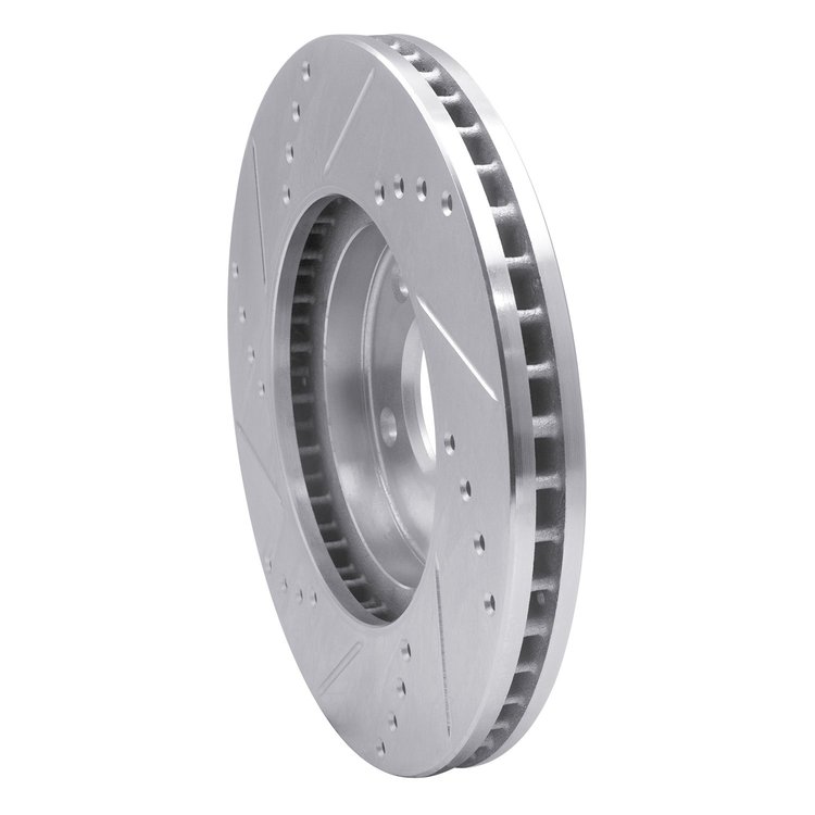 E-Line Drilled & Slotted Silver Brake Rotor, 2002-2017 Infiniti/Nissan, Position: Front Right