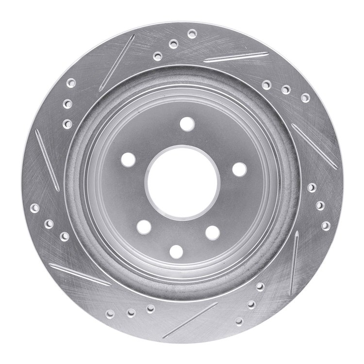E-Line Drilled & Slotted Silver Brake Rotor, Fits Select Fits Multiple Makes/Models, Position: Rear Right