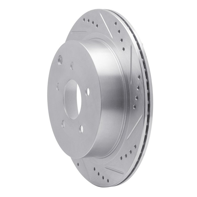 E-Line Drilled & Slotted Silver Brake Rotor, Fits Select Infiniti/Nissan, Position: Rear Right