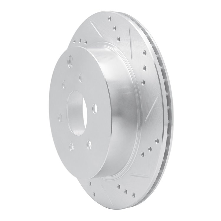E-Line Drilled & Slotted Silver Brake Rotor, 2005-2012 Infiniti/Nissan, Position: Rear Right