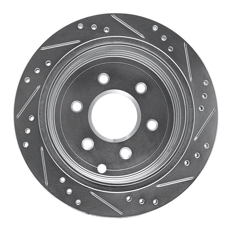 E-Line Drilled & Slotted Silver Brake Rotor, Fits Select Fits Multiple Makes/Models, Position: Rear Left