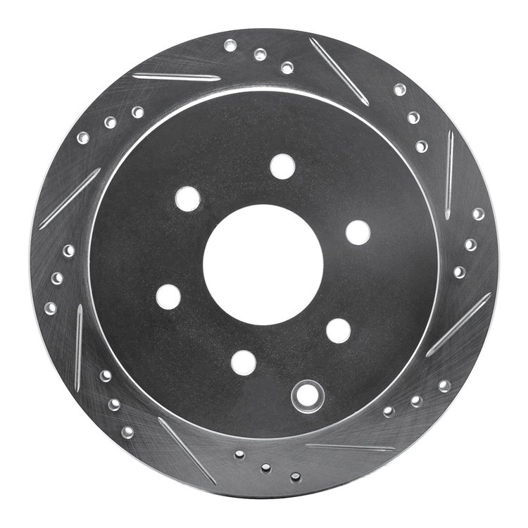 E-Line Drilled & Slotted Silver Brake Rotor, Fits Select Fits Multiple Makes/Models, Position: Rear Right