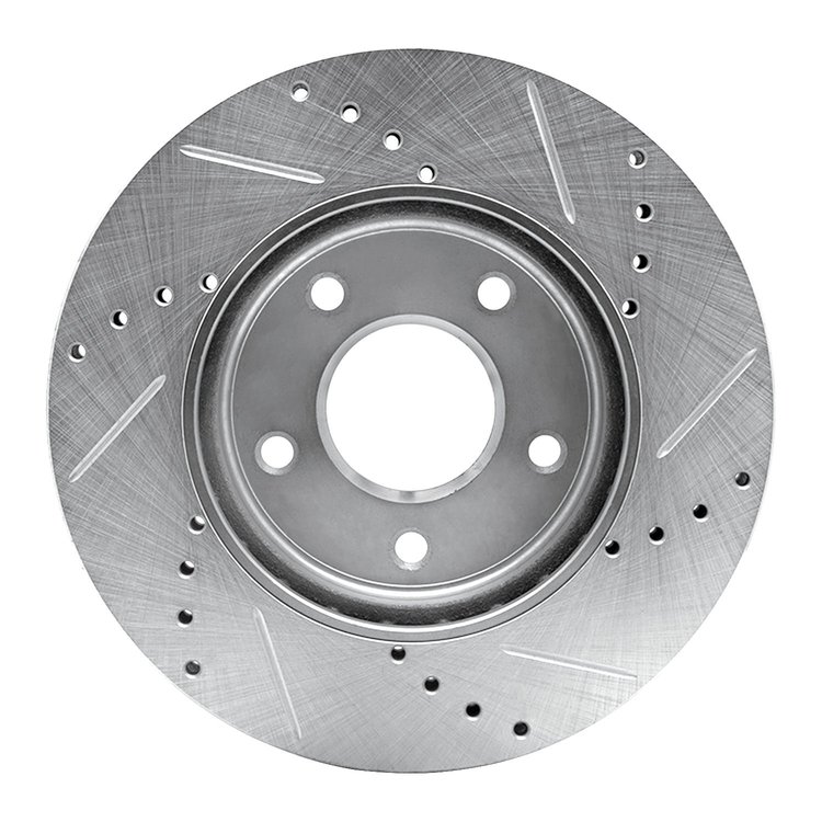 E-Line Drilled & Slotted Silver Brake Rotor, Fits Select Fits Multiple Makes/Models, Position: Front Left