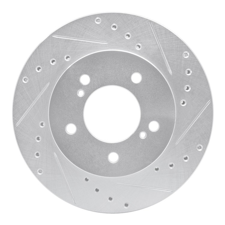 E-Line Drilled & Slotted Silver Brake Rotor, 1993-2002 Fits Multiple Makes/Models, Position: Front Right