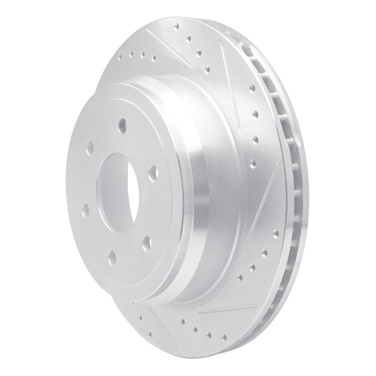 E-Line Drilled & Slotted Silver Brake Rotor, Fits Select Infiniti/Nissan, Position: Rear Right