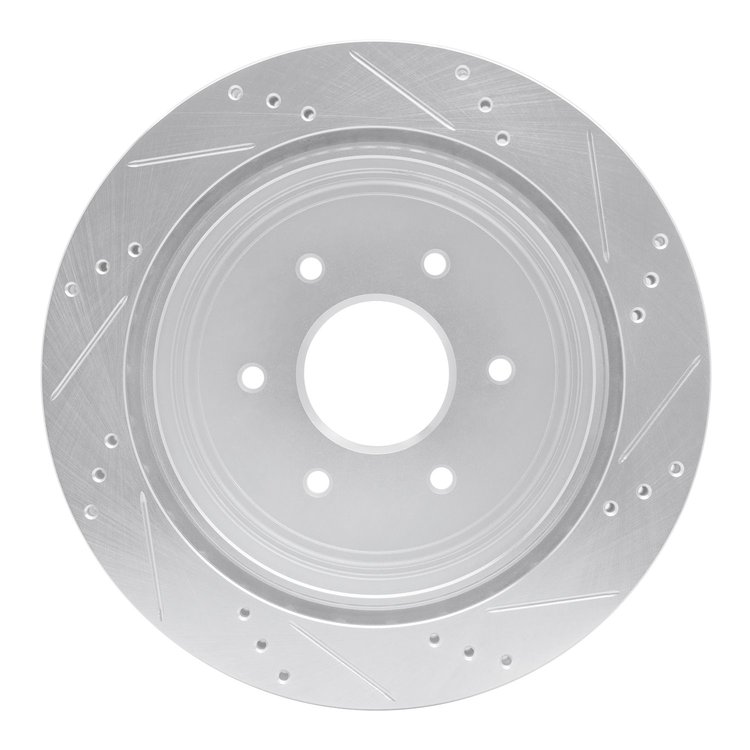 E-Line Drilled & Slotted Silver Brake Rotor, Fits Select Infiniti/Nissan, Position: Rear Left