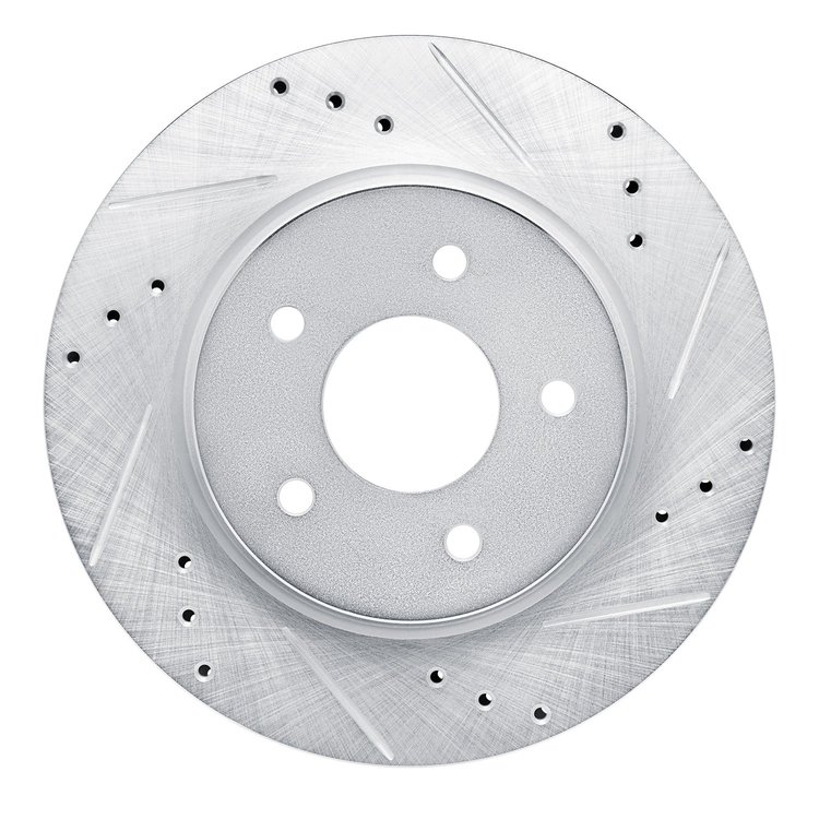 E-Line Drilled & Slotted Silver Brake Rotor, Fits Select Infiniti/Nissan, Position: Rear Right