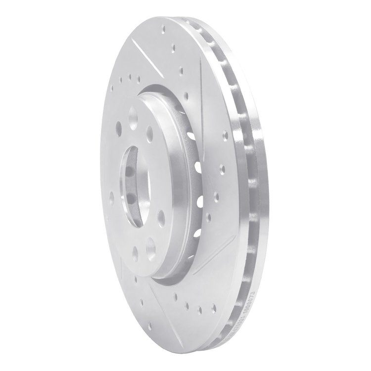 E-Line Drilled & Slotted Silver Brake Rotor, Fits Select Infiniti/Nissan, Position: Front Right