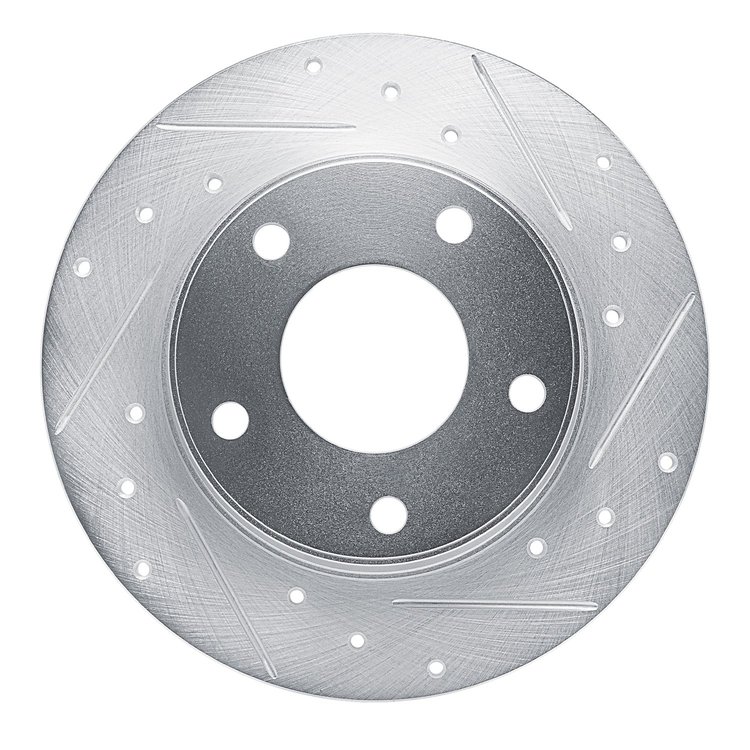 E-Line Drilled & Slotted Silver Brake Rotor, Fits Select Infiniti/Nissan, Position: Rear Right