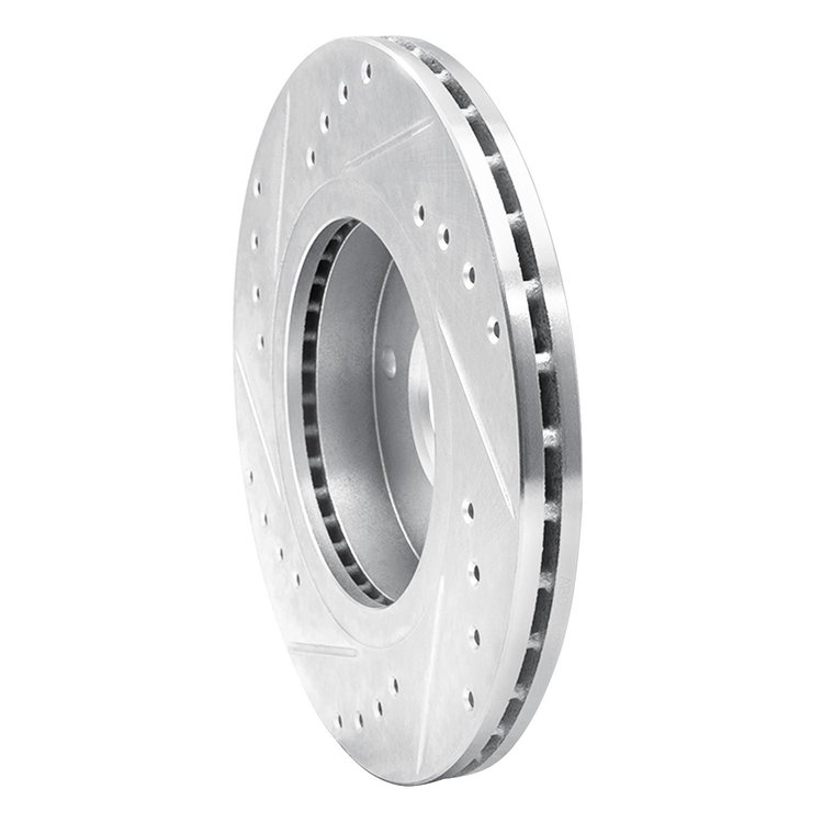 E-Line Drilled & Slotted Silver Brake Rotor, 1990-1992 Infiniti/Nissan, Position: Front Right