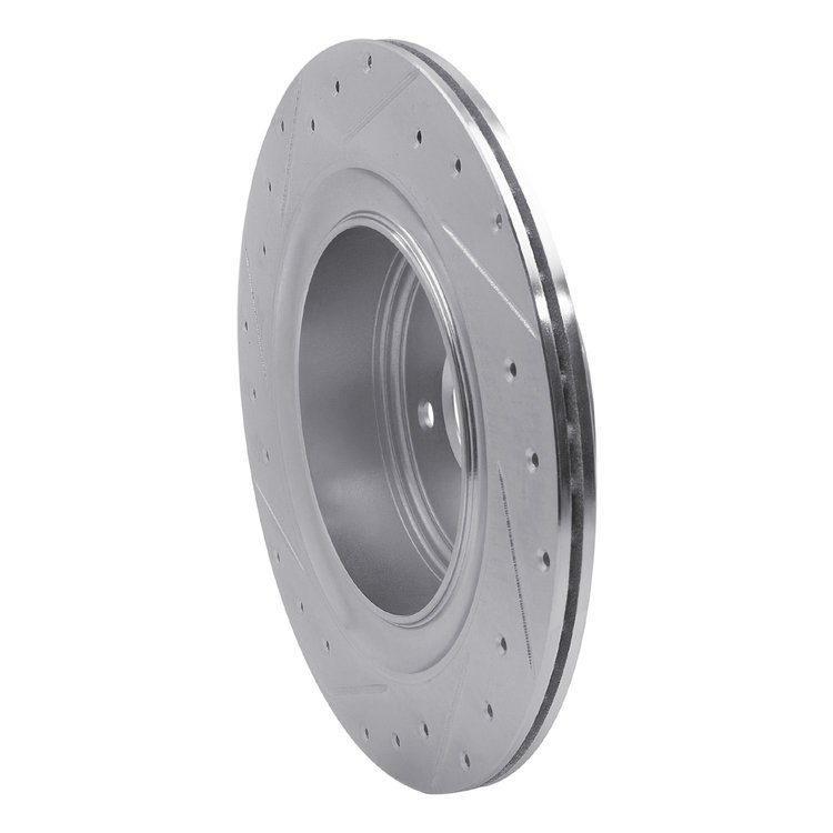 E-Line Drilled & Slotted Silver Brake Rotor, 2007-2015 Infiniti/Nissan, Position: Rear Right