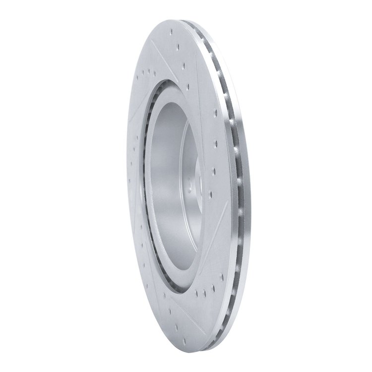 E-Line Drilled & Slotted Silver Brake Rotor, Fits Select Infiniti/Nissan, Position: Rear Left