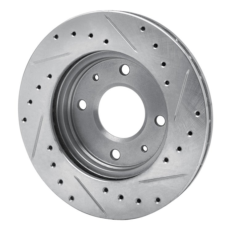E-Line Drilled & Slotted Silver Brake Rotor, 1985-1991 Fits Multiple Makes/Models, Position: Front Left