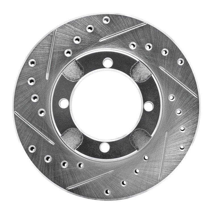 E-Line Drilled & Slotted Silver Brake Rotor, 1991-1992 Fits Multiple Makes/Models, Position: Front Left