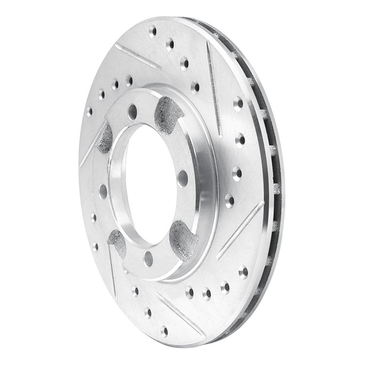 E-Line Drilled & Slotted Silver Brake Rotor, 1991-1992 Fits Multiple Makes/Models, Position: Front Right