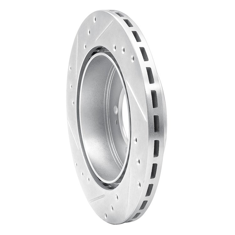 E-Line Drilled & Slotted Silver Brake Rotor, 1991-1993 Fits Multiple Makes/Models, Position: Rear Right