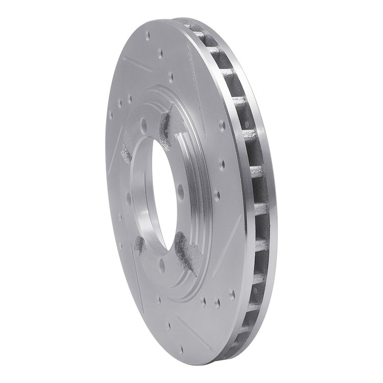E-Line Drilled & Slotted Silver Brake Rotor, 1991-1992 Mitsubishi, Position: Front Right