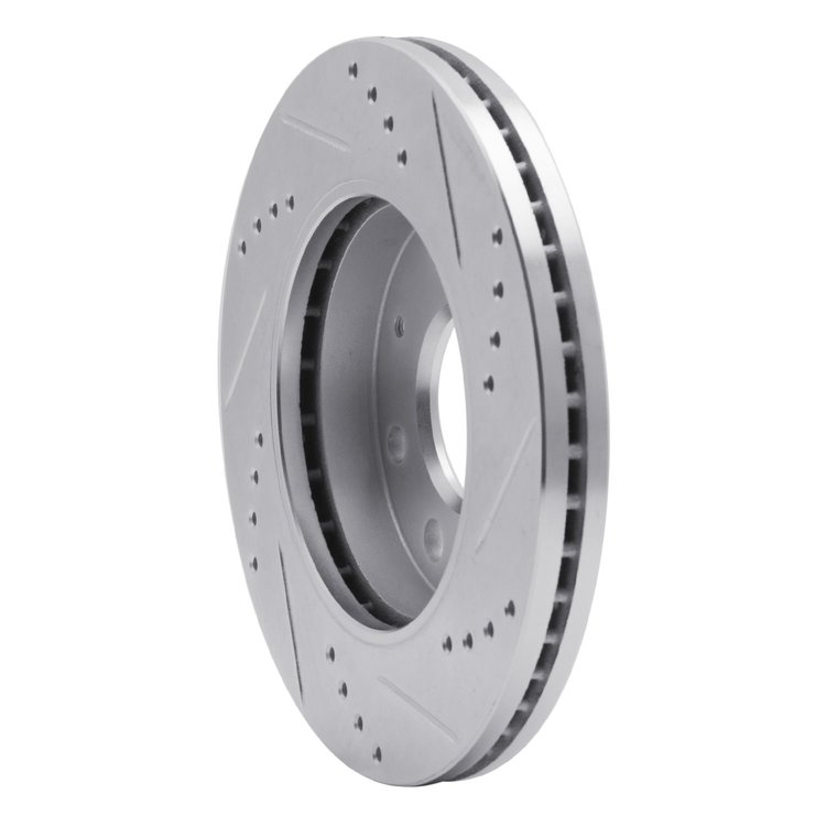 E-Line Drilled & Slotted Silver Brake Rotor, 1988-2007 Fits Multiple Makes/Models, Position: Front Left