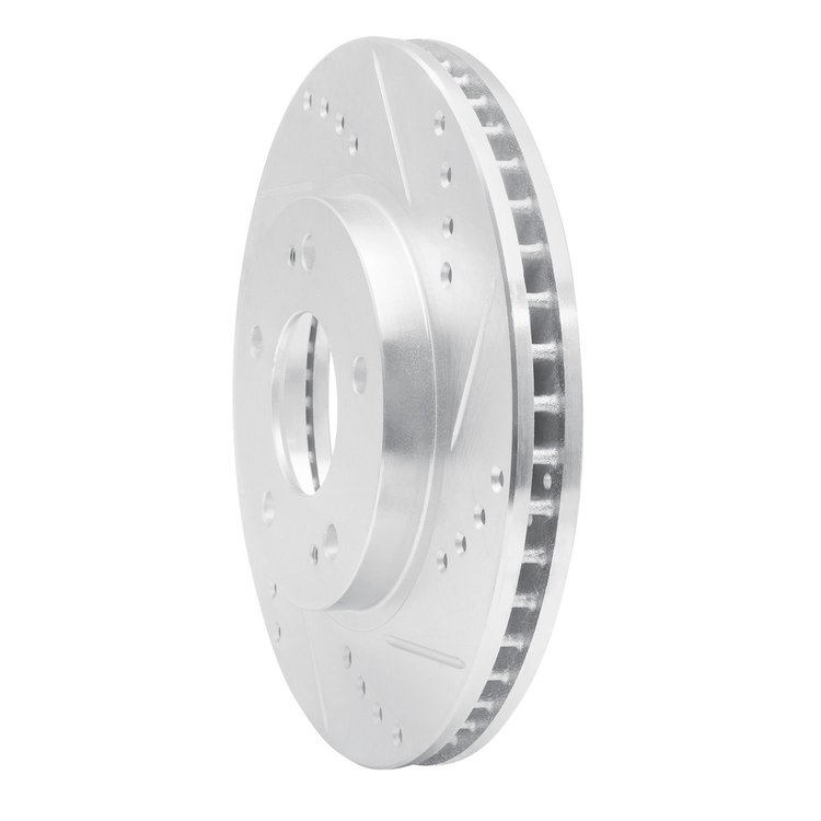 E-Line Drilled & Slotted Silver Brake Rotor, 2000-2012 Fits Multiple Makes/Models, Position: Front Right