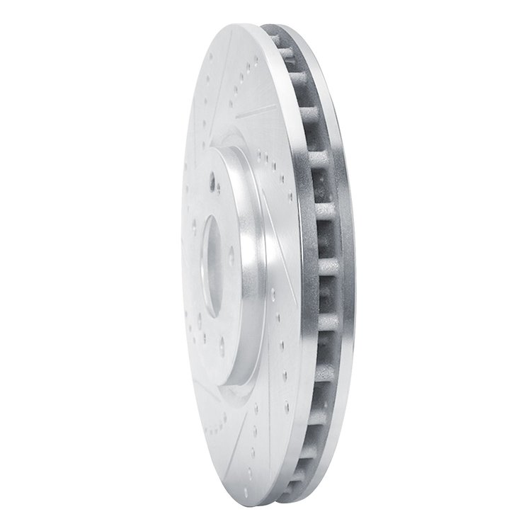 E-Line Drilled & Slotted Silver Brake Rotor, 2003-2006 Mitsubishi, Position: Front Left