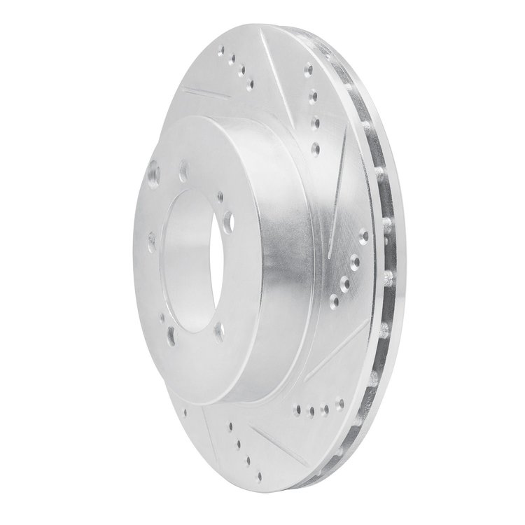 E-Line Drilled & Slotted Silver Brake Rotor, 2003-2006 Mitsubishi, Position: Rear Right