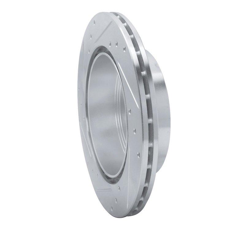E-Line Drilled & Slotted Silver Brake Rotor, 2006-2012 Mitsubishi, Position: Rear Right